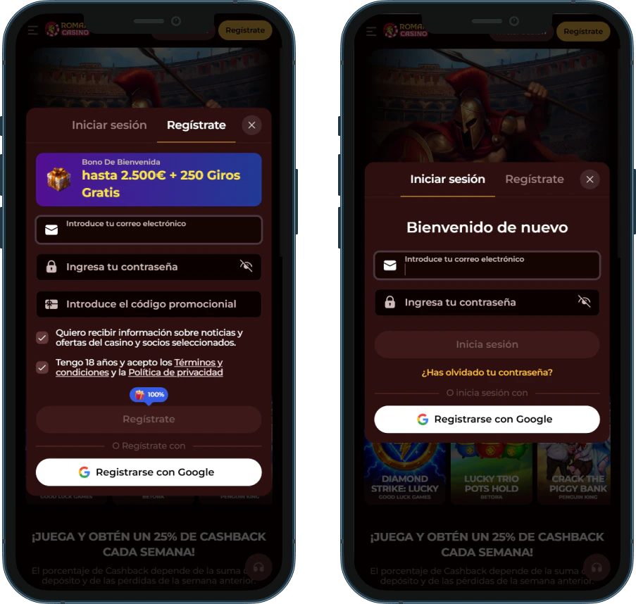 Registro y acceso a la cuenta en España